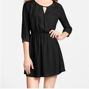 LUSH Brand Black Surplice Wrap Mini Dress Half Sleeve
